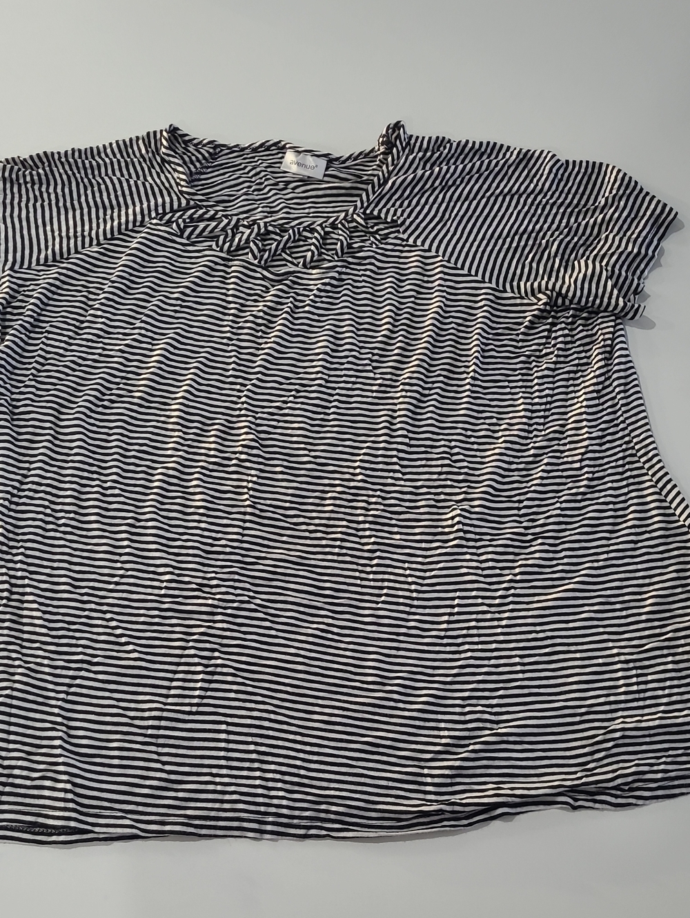Avenue Navy and White Striped Short-Sleeve Top